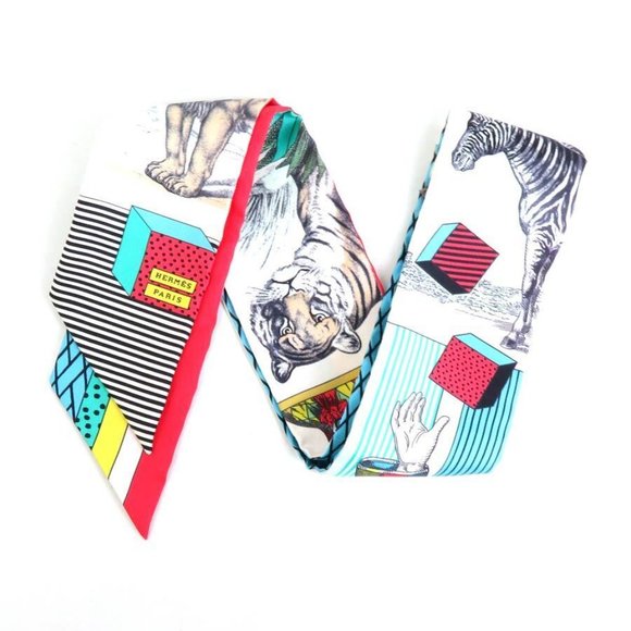 Auth HERMES Twilly Ribbon Scarf Multicolor Silk - h29883f - Picture 6 of 14